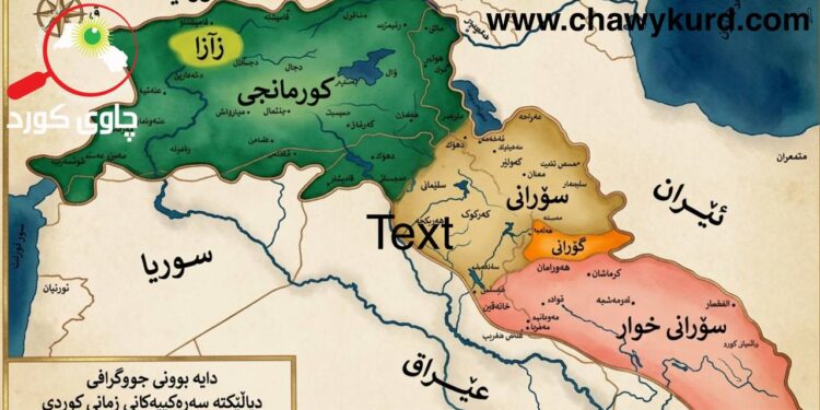 نەخشەی زمانی کوردی لەژێر ڕۆشنایی جوگرافیای گەلانی ئاری نەژاد